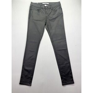 Lauren‎ Conrad Black Faux Leather Coated Skinny Jeans Cotton Blend Sz 4 Moto